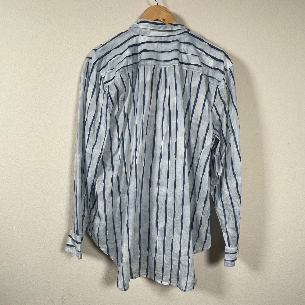 NIC+ZOE Blue Multi Striped Cotton Button Down Shirt Womens XL Coastal NWT - Picture 8 of 9